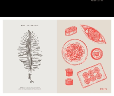 Asian food background. Wakame, edible seaweeds, sea vegetable, kelp, healthy food sketches. Hand drawn seafood restaurant menu design template. Engraved vector illustrations in vintage style